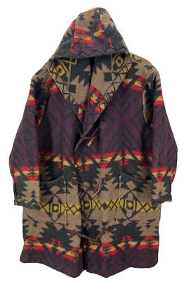 Abrigo Chaqueta Grande Vintage Azteca Geométrico Estampado Suroeste Mezcla Lana Foto 1 de 4