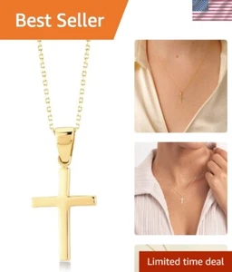 Collana donna croce in oro massiccio 14 kt - Foto 1 di 5