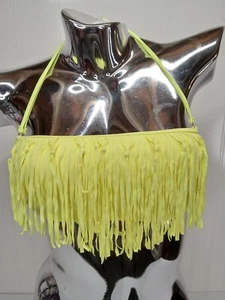 Victoria's Secret neongelbes Bandeau-Badeoberteil Fransen Größe Small gebraucht, in einwandfreiem Zustand - Bild 1 von 6