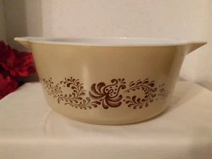 Vintage Pyrex HOMESTEAD Cinderella Auflaufform #475-B hellbraun mit braun 2,5 l  - Bild 1 von 3