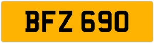 BFZ 690 B 3x3 DATELESS PRIVATE NUMBER PLATE BEC BEK BRY BEN BOB BAZ BIL BAS BON - Picture 1 of 2