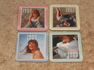 set of 4 taylor swift 1989 taylors version - coasters pink, green blue & yellow - Picture 1 of 5