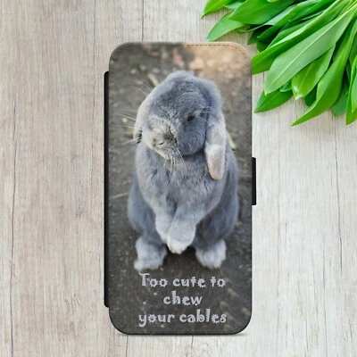 RABBIT BUNNY FLIP CASE FOR IPHONE SAMSUNG GOOGLE CUTE GIFT WALLET PHONE  COVER - Image 1 of 4