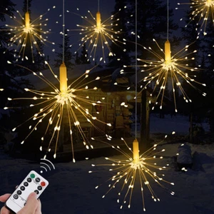 Multi Colour 120 LED Firework Star Xmas Copper Strip Light Wedding Party Hanging - Picture 1 of 22