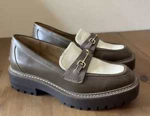 Sam Edelman Women's Brown Cream Two Tone Laurs Lug Sole Loafer Sz 8 - Picture 1 of 9