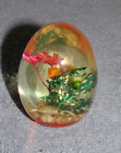 Vintage Flower Bouquet in a Lucite Egg Paperweight 2½ by 2 inch