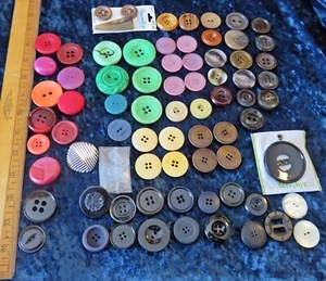 Collection of Large Plastic Coat Buttons Mostly New Some Vintage - Picture 1 of 2
