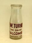 milk bottle : lovely early Turner of Balcombe SUSSEX : dairy 1/2 pint