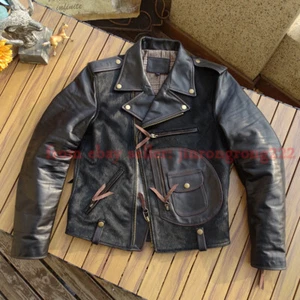 Horse Hair + Tea Core Horse Leather Cable-drawn Leather Jacket - Picture 1 of 20