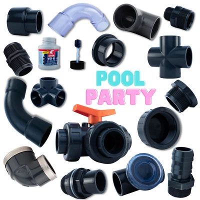 PVC Fittings | Pool Verrohrung | Bogen | Verschraubung | Winkel | Kugelhahn  - Bild 1 von 2