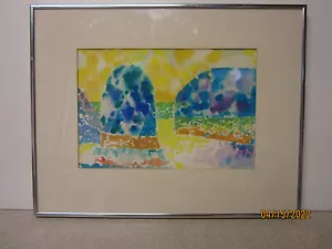 LISTED ARTIST FRANK GOODNOW ABSTRACT EXPRESSIONIST WATERCOLOR PAINTING - Picture 1 of 12