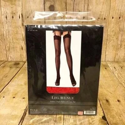 Leg Avenue Red Fishnet Muslos Alto con Encaje Top Foto 1 de 4
