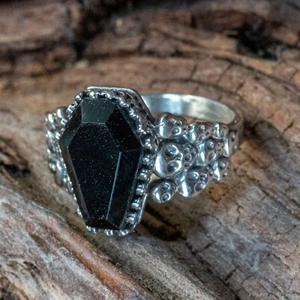 Onice Bara & Anello Teschio 925 Argento Sterling Gemma Semi Preziosa Gotico - Foto 1 di 1