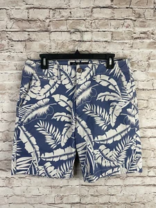 American Eagle Prep Fit Mens Size 31 Blue White Floral AOP Shorts - Picture 1 of 8