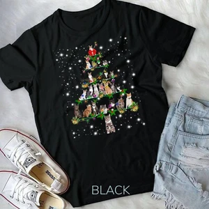Funny Cats Christmas Tree Tee Ornament Decor Gift T-Shirt Unisex T-shirt - Picture 1 of 12