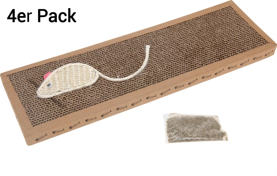 MATRASA 4er Pack Kratzbrett mit Katzenminze - Katzenspielzeug Kratzmatte