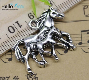 Wholesale lot retro Jewelry Making DIY Two-horse alloy charms pendant 29x22mm - Picture 1 of 4