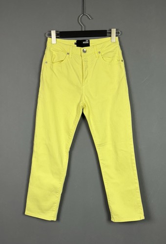 Pantalone donna LOVE MOSCHINO giallo ricamato cuore dritto taglia W 25