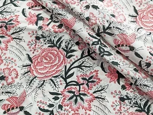 Traditional Indian 100% Cotton Hand Block Printed Dress Material Craft Fabric - Picture 1 of 6