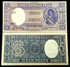 Chile 5 Pesos Year 1958 - 1959 Banknote World Paper Money Unc Currency Bill Note