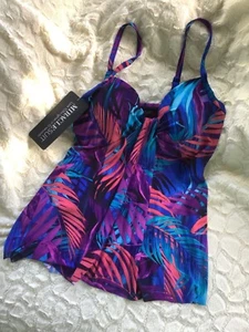 NWT Miraclesuit siz 10 tanking marina ret$158.00 pink,cobalt,purple underwire br - Picture 1 of 6