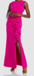 Eliza J Womens Pink Sleeveless Cascading-Ruffle Gown Dress Size 12 - Picture 1 of 7