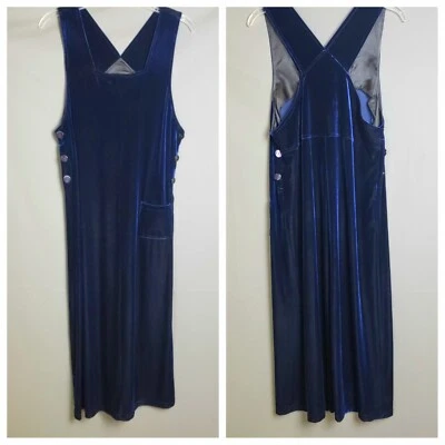 Vestido Pullover Midi Vintage Studio Easy Para Mujer Pequeño 10P Azul Real Terciopelo Años 90 Foto 1 de 4