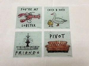 Friends TV Show Set of 4 Glass Coasters "PIVOT" - Picture 1 of 6
