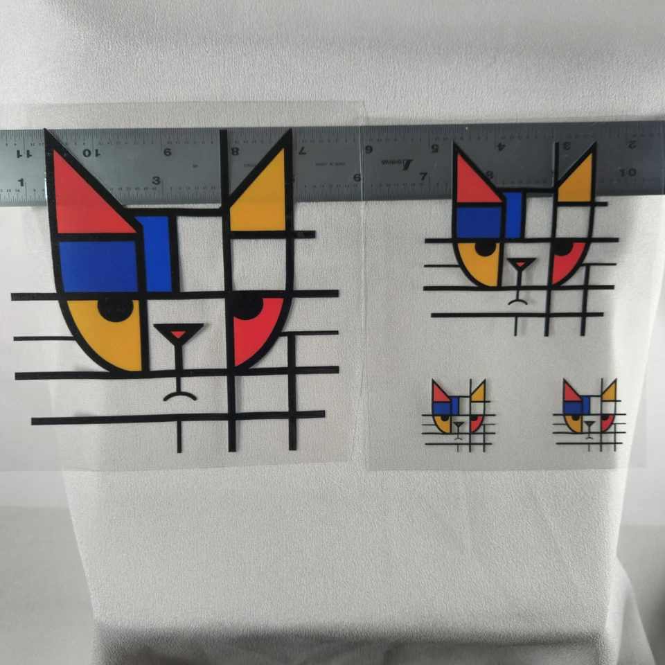 Car Phone Keychain Decal Abstract Cat Face  Set UV-DTF - Image 1 of 1