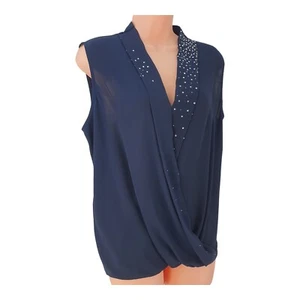 Wallis donna blusa drappeggiata blusa smanicata strass impreziosita top taglia M - Foto 1 di 23