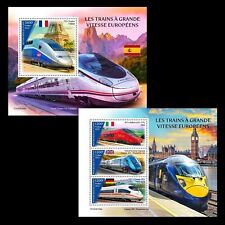European High Speed Trains MNH Stamps 2023 Chad M/S + S/S