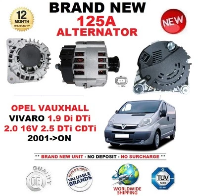 FOR OPEL VAUXHALL VIVARO 1.9 Di DTi 2.0 16V 2.5 DTi CDTi 2001-ON 125A ALTERNATOR - Image 1 of 4