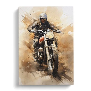 Motorbike Gestural Art Canvas Wall Art Print Framed Picture Decor Living Room - Picture 1 of 4
