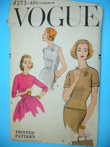 Vtg Vogue blouse pattern #6273 1950s 34" bust, uncut - Picture 1 of 2