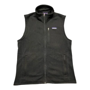 PATAGONIA Suéter Chaleco Para Hombres M Gris Forrado de Vellón Ropa de Trabajo Cuello Simulado Bolsillo con Cremallera - Imagen 1 de 5