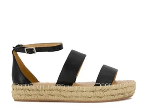 Splendid Women’s Morgan Black Leather Platform Espadrille Sandals Size US 7 NEW - Picture 1 of 11
