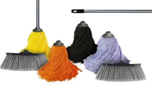 Easy Clean Combo 10 Pieces Set (4) Microfiber Mop Heads, (2)Brooms & (4) Handles - Picture 1 of 9