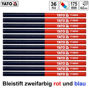 Zimmermannsbleistift Bleistifte Baubleistift Pro 36 Stück Zweifarbig rot / blau - Bild 1 von 2