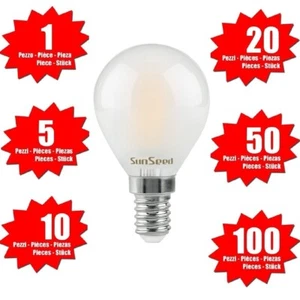 SunSeed Lampadina E14 Filamento LED 4W Sfera Satinata 470 Lm Luce Calda 2700K - Foto 1 di 10