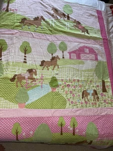 Edredón doble 83x63 algodón objetivo Circo Horse Farm aplicado a mano - Imagen 1 de 3