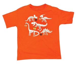 Celebrate It Orange Halloween TRICK OR TREAT Dinosaurs Kids T-Shirt Youth Small - Picture 1 of 5