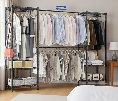 870LBS Commercial Grade Clothing Garment Racks Double Rail Adjustable Heavy Duty - Image 1 of 4