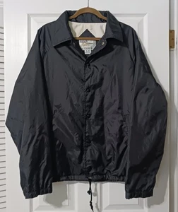Vtg Eagles Ridge Sport Windbreaker Jacket Mens Lined Snap Front Black Nylon Lrg - Picture 1 of 10