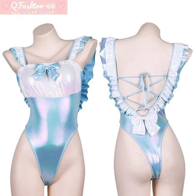 Japanese Girls Womens Cosplay Costume Swimwear Bow Swimsuits Leotards Sleepwear - Image 1 of 4