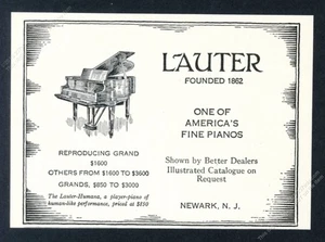 Anuncio impreso vintage de arte de piano de cola Lauter 1927 - Imagen 1 de 1