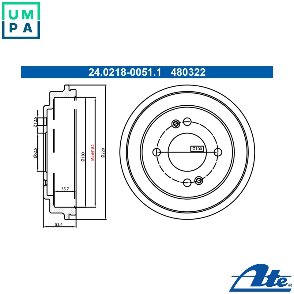 2x BRAKE DRUM 24.0218-0051.1 FOR KIA G3LA/B3LA 1.0L 3cyl PICANTO IIG4LA 1.2L - Image 1 of 4