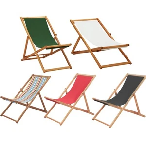 Strandstuhl Klappbar Holz Stuhl Klappstuhl Campingstuhl Anglerstuhl Liegestuhl - Bild 1 von 22