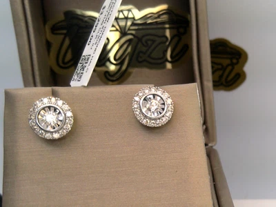 $3000-1/2CT TW ⭐ ARETES CON HALO DE DIAMANTES CERTIFICADOS 💥10k Oro BLANCO ⭐ Foto 1 de 4