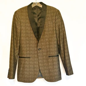 J Ferrar Smoking Blazer Herren 36R Slim Fit Schalkragen Gold Glanz Ein Knopf - Bild 1 von 15