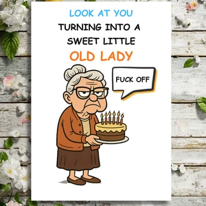 Tarjeta de cumpleaños divertida - dulce anciana para amiga, hermana, mamá, hija, abuela - Imagen 1 de 5